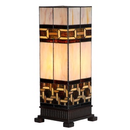 [5LL-6360] Table Lamp Tiffany Pink Brown 17x17x44 cm E27/max 1x40W