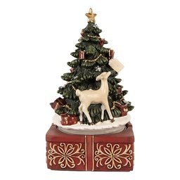 [6PR5878] Boîte à musique Sapin de Noël Vert Rouge Ø 11x19 cm