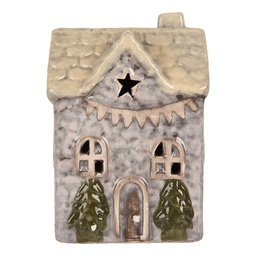 [6CE2275] Décoration Maison avec LED Gris Beige 6x6x10 cm