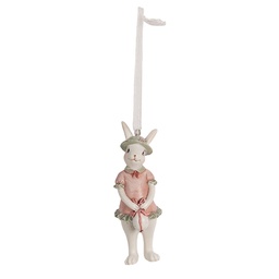 [6PR4990] Pendentif décoratif Lapin Blanc Rose 4x4x10 cm