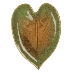 [6CE2154] Plat Feuille Vert Marron 15x11x2 cm