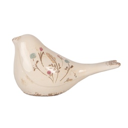 [6CE1952L] Dekoration Vogel Beige Rosa 25x10x13 cm