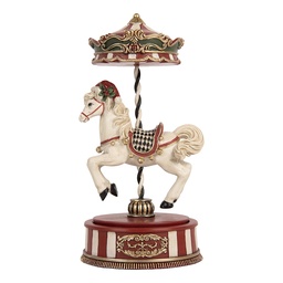 [66752] Music box Carousel Beige Red Ø 12x24 cm