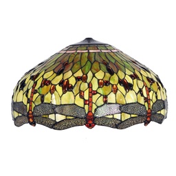 [5LL-9200GR] Lampenschirm Tiffany Grün, Rot Ø 51x30 cm