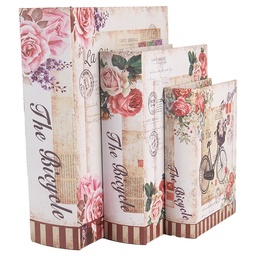 [66254] Aufbewahrungsbox Beige Rosa (3) 27x22x7 / 22x17x6 / 17x12x4 cm