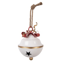 [6Y5923] Decorazione Campana Bianco Rosso Ø 16x22 cm