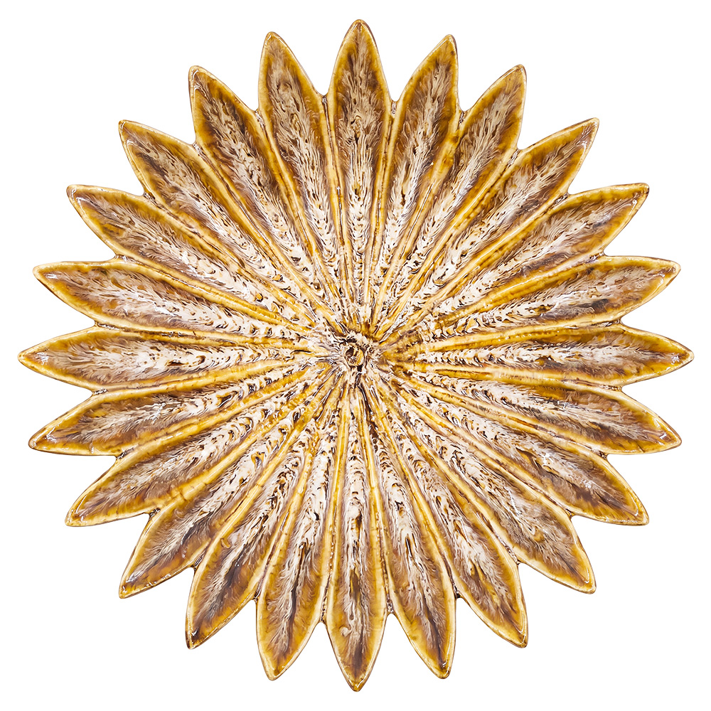 Plat décoratif Fleur Marron Blanc Ø 20x4 cm