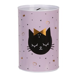 [6BL0166] Money box Pink Black Ø 10x15 cm