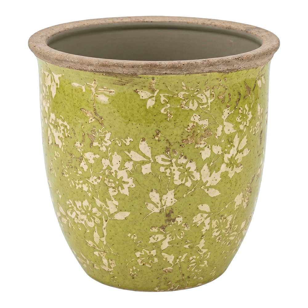 Vaso Porta Pianta Verde Beige Ø 17x17 cm