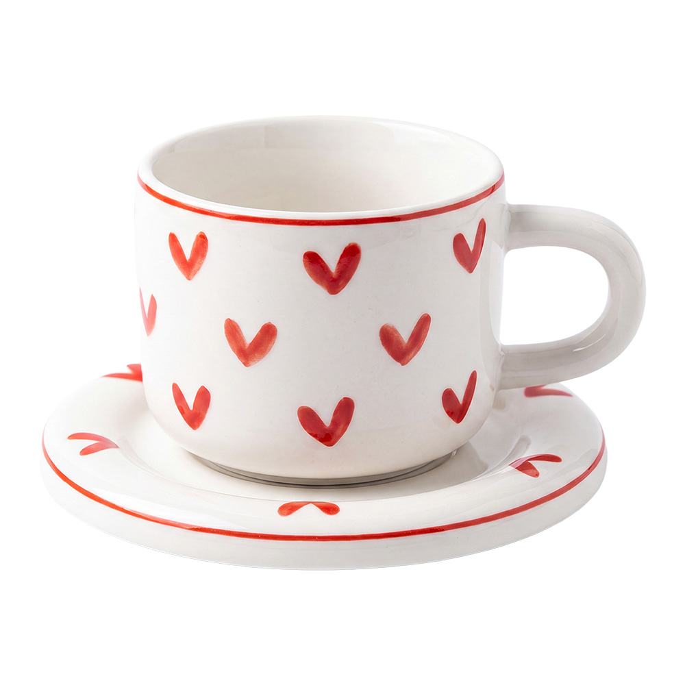 Tasse et soucoupe Blanc Rouge