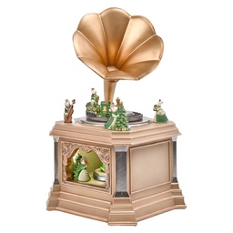 [6PR6499] Music box Gramophone with LED Beige Green 25x25x42 cm / 3xAA