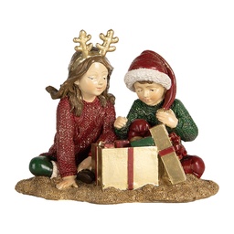 [6PR5676] Decorazione Natalizie Bambini Rosso Verde 14x9x11 cm