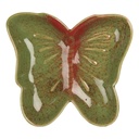 Plat Papillon Vert Rouge 14x13x2 cm