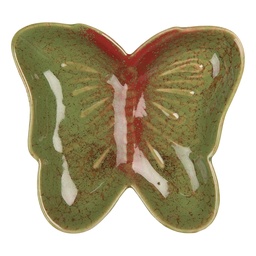[6CE2152] Plat Papillon Vert Rouge 14x13x2 cm
