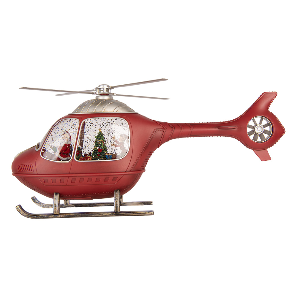Music box Helicopter with LED Red Silver colored 47x11x22 cm / 3xC