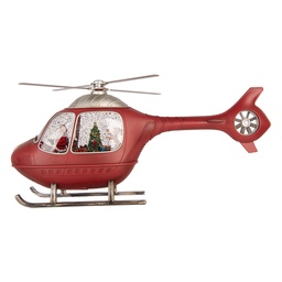 [6PR6195] Music box Helicopter with LED Red Silver colored 47x11x22 cm / 3xC