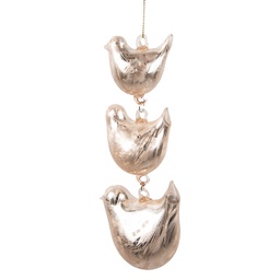 [6GL4456] Decorazione pendente uccelli Beige Color argento 7x5x16 cm