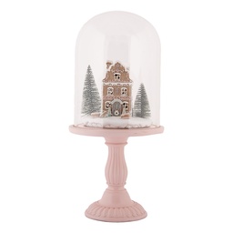 [6GL5189] Cloche en Verre avec décoration LED Rose Ø 17x36 cm / 2xAAA