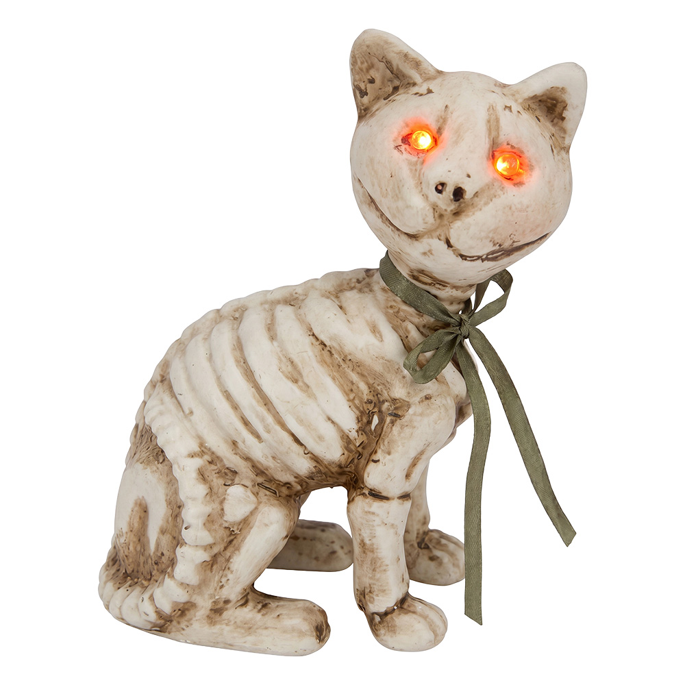 Decoration Skeleton Cat White Brown 12x9x17 cm
