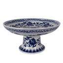 Plaque à gâteaux sur pied Blanc Bleu Ø 26x13 cm