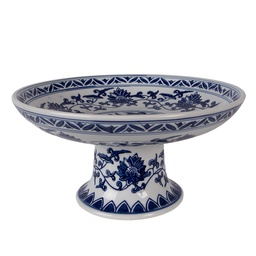 [6CE2383] Alzatina Bianco Blu Ø 26x13 cm