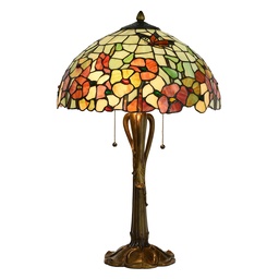 [5LL-5981] Tiffany Tischlampe Beige, Rot Ø 40x63 cm E27/max 2x60W