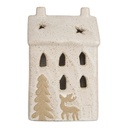 Dekoration Haus mit LED Beige 9x7x15 cm