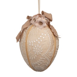[65949] Pendentif décoratif uf Beige Blanc Ø 20x28 cm