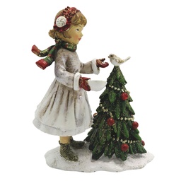[6PR2786] Christmas Decoration Statue Child White, Green 9x5x12 cm