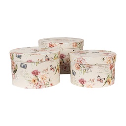[66005] Hutschachtel 3er Set Beige Ø 24x16 / Ø 22x15 / Ø 21x13 cm