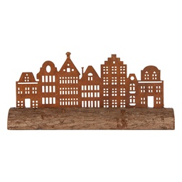 [6Y6190] Dekoration Häuser Braun 25x5x8 cm