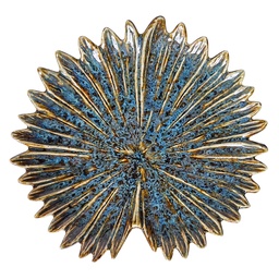 [6CE2503] Plat décoratif Fleur Bleu Beige Ø 14x2 cm