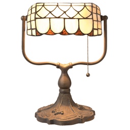 [5LL-5729] Tiffany Tischlampe Beige ,Braun 26x21x37 cm E27/max 1x60W
