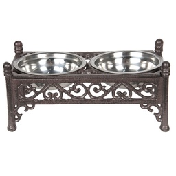 [6Y3198] Mangeoire pour oiseaux Chien Chat Marron 28x15x13 cm / 2x500 ml