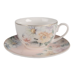[FLOKS] Tasse et soucoupe Rose, Blanc 12x9x6 cm / Ø 15x2 cm / 250 ml