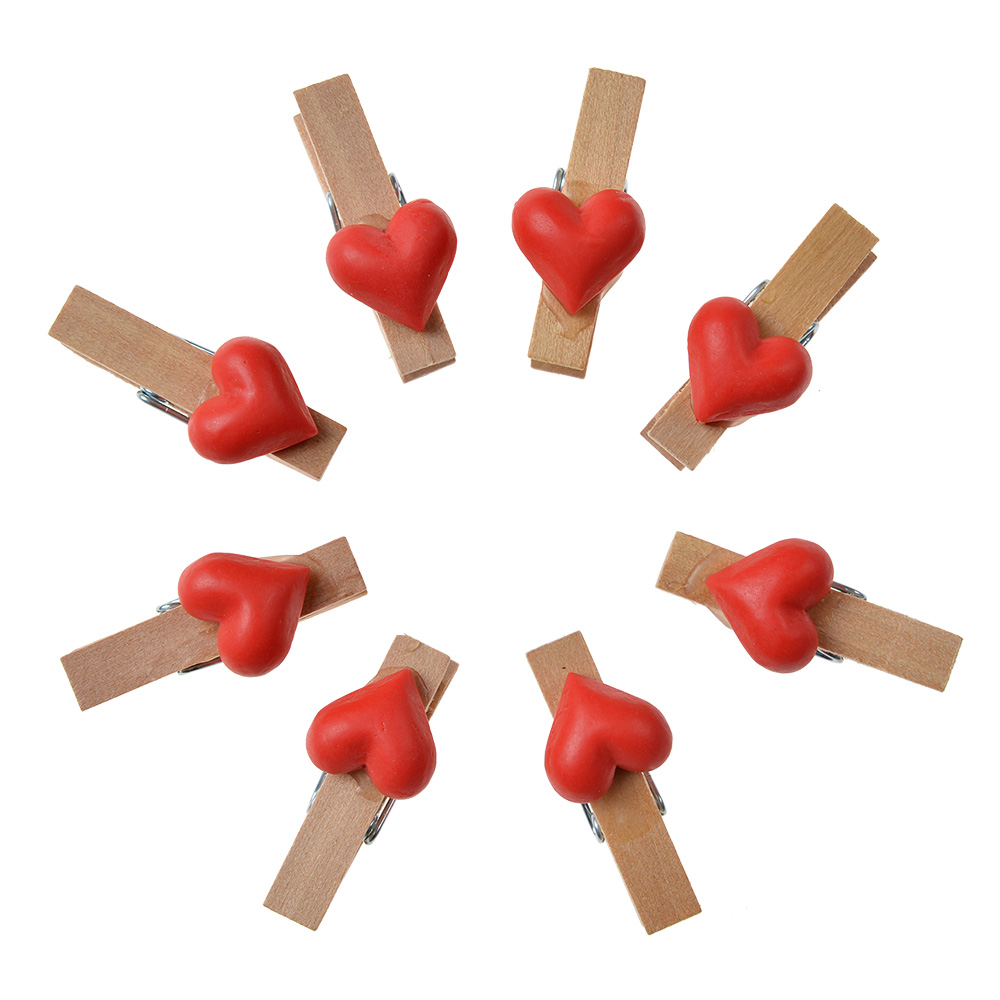 Knijper met hart (set van 8) 1x2x3 cm
