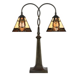 [5LL-6322] Tiffany Tischlampe Beige 48x66 cm E27/max 2x40W