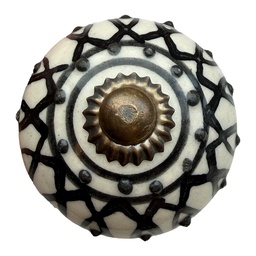 [64792] Pomello per Porta Bianco Nero Ø 4x3 cm / S3 cm