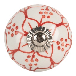 [66435] Pomello per Porta Bianco Rosso Ø 4x4 cm / S4 cm