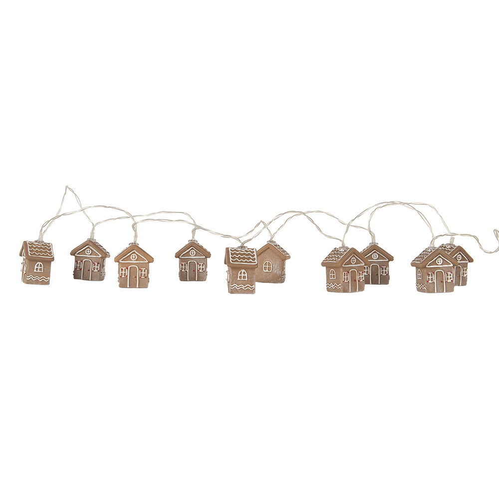 Decoratie lichtsnoer huisjes 10 lampjes LED 5x5x150 cm/ 2xAA