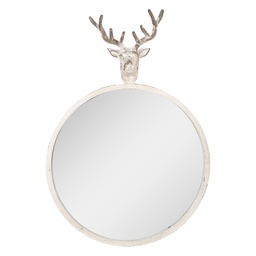 [52S320] Specchio da Parete Bianco Marrone 48x10x67 cm
