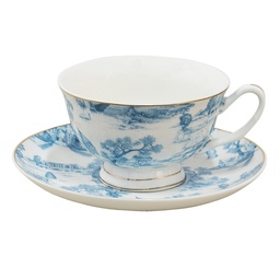 [6CEKS0001BL] Kaffeetasse mit Untertasse Blau 12x10x6 cm / Ø 15x2 cm / 250 ml
