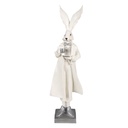 Statua Decorativa Coniglio Bianco argento 14x12x47 cm