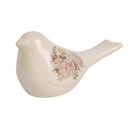 [6CE1951L] Dekoration Vogel Beige Rosa 25x10x13 cm