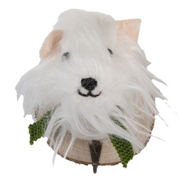 [66295] Crochet murale Chien en feutre Blanc Marron 11x15x14 cm