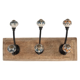 [6H2394] Wandgarderobe 3 Haken Braun 31x10x16 cm