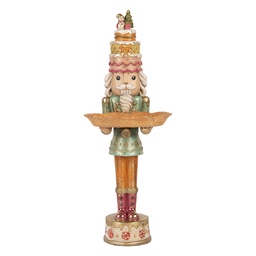 [6PR6220] Décoration de Casse-noisette avec plat Marron Vert 15x15x41 cm