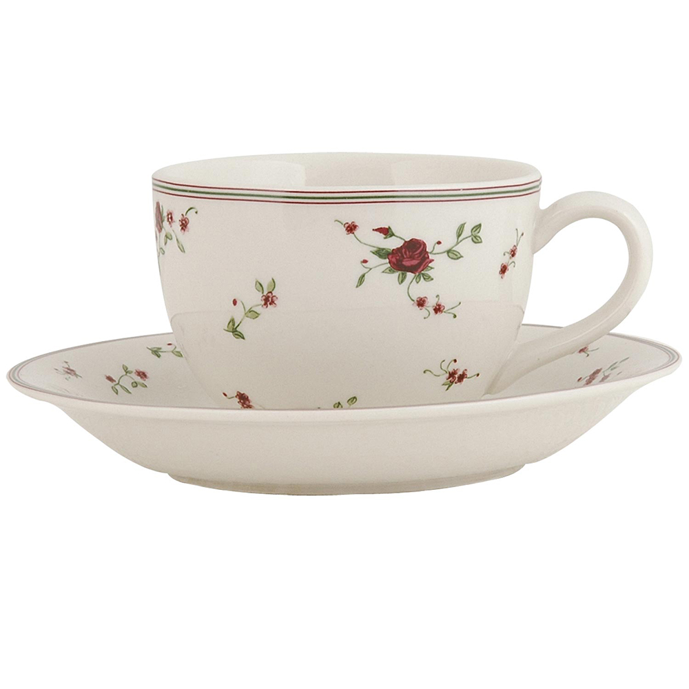 Tazzina da caffè con piattino beige 11x9x7 cm / Ø 15x2 cm / 200 ml
