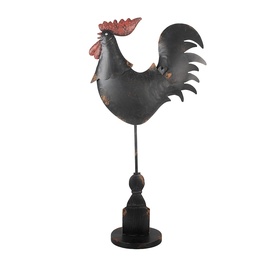 [6Y5845] Decoration Rooster Black Red 33x12x64 cm