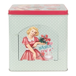 [6BL0125] Blech Vorratsdose Blau Rosa 16x10x18 cm